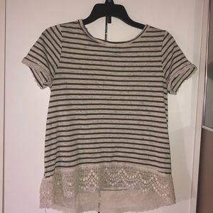 Striped shirt with lace